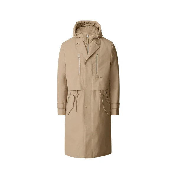 Sterling 2-In-1 Long Trench Coat in Light Camel