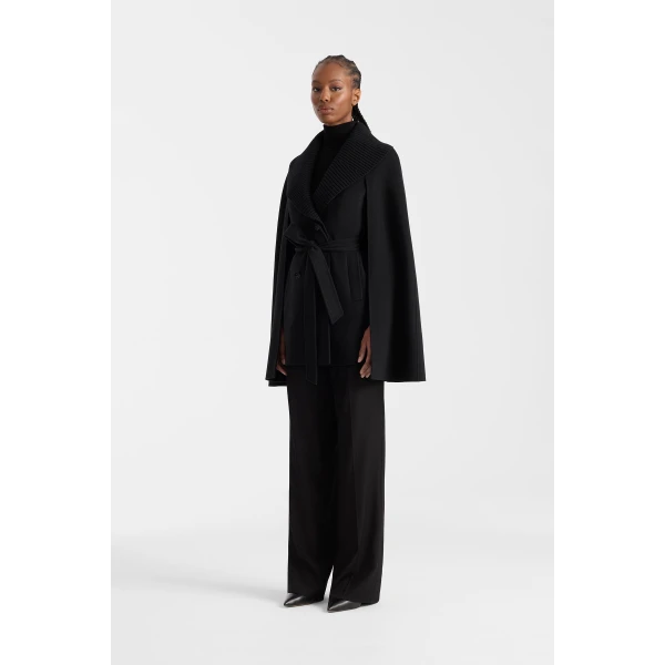 susie wool cape black
