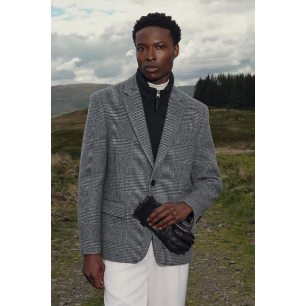 Mackage Sutton-PL Plaid 3-In-1 Wool Coat in Black-Cream