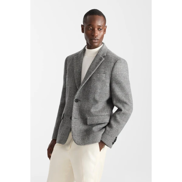 Mackage Sutton-PL Plaid 3-In-1 Wool Coat in Black-Cream