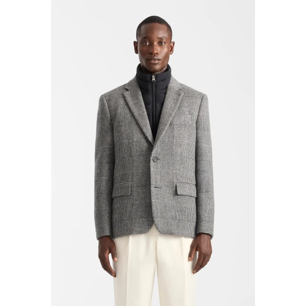 Mackage Sutton-PL Plaid 3-In-1 Wool Coat in Black-Cream