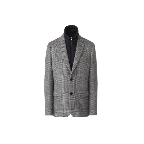 Mackage Sutton-PL Plaid 3-In-1 Wool Coat in Black-Cream