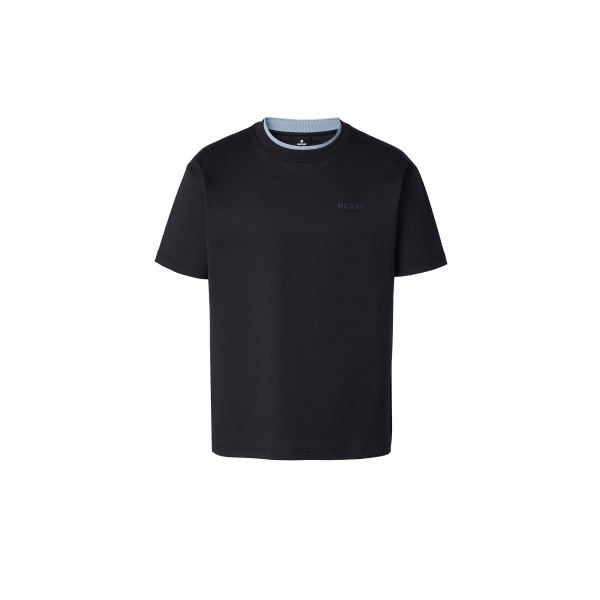 Mackage Tee-MNV Double Crewneck Collar T-Shirt in Navy-Fog Blue