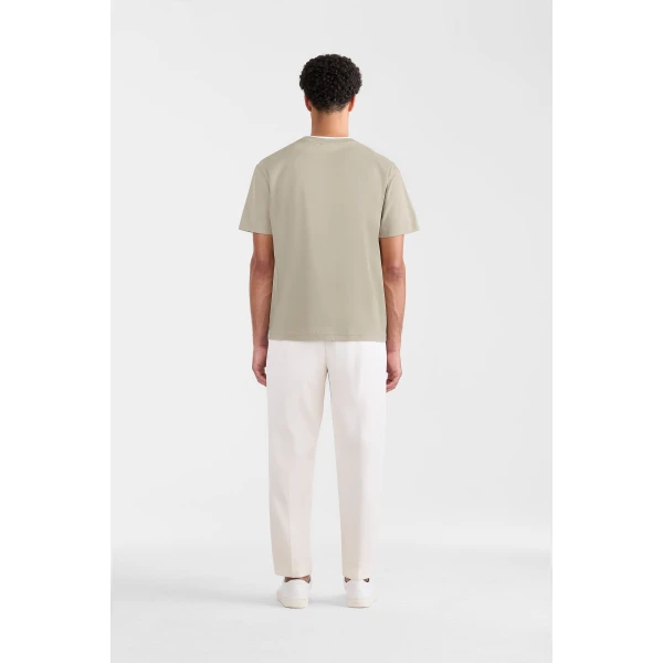 Mackage Tee-MNV Double Crewneck Collar T-Shirt in Taupe-White