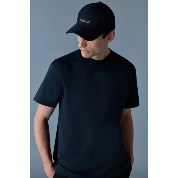 Mackage Tee-R Tee-Shirt with MACKAGE Silicone Logo in Navy