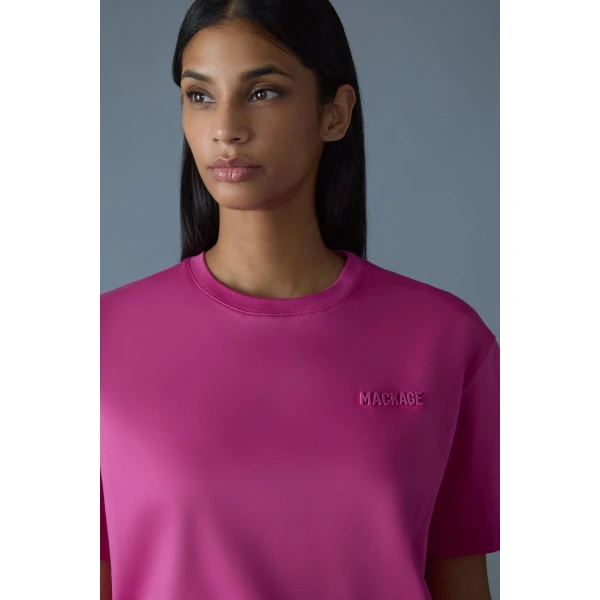 Mackage Tee-W T-Shirt with Mackage Silicone Logo in Azalea