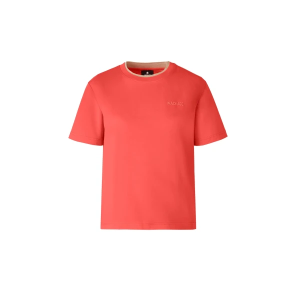 Tee-WNV Double Crewneck Collar T-Shirt in Papaya-Taupe