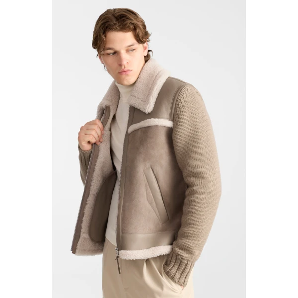 Mackage Torrian Mixed Media Jacket in Truffle-Taupe