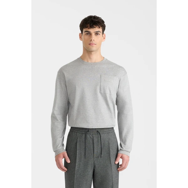 Mackage Trey Long Sleeve Crew Neck T-Shirt in Light Grey Mix