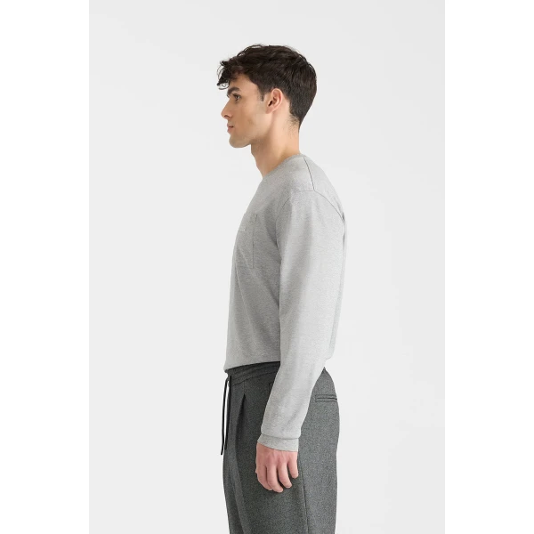 Mackage Trey Long Sleeve Crew Neck T-Shirt in Light Grey Mix