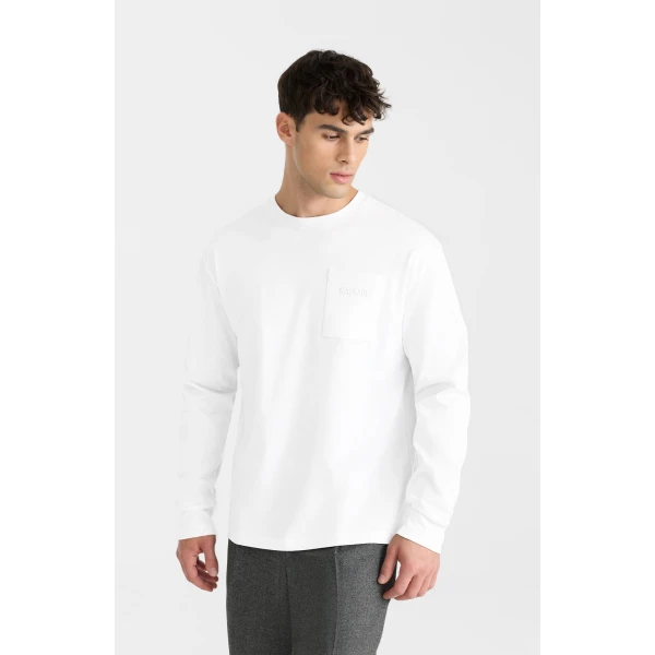 Mackage Trey Long Sleeve Crew Neck T-Shirt in White