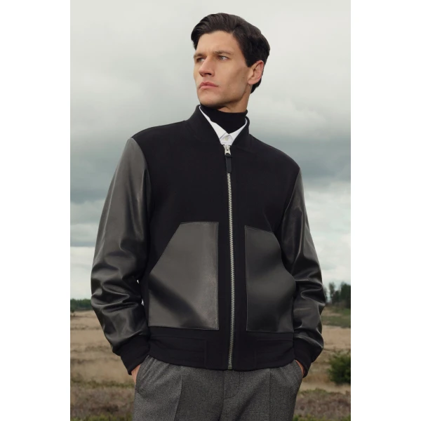 Mackage Tripp Wool Bomber Jacket in Black