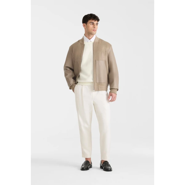 Mackage Tripp Wool Bomber Jacket in Taupe