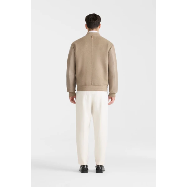 Mackage Tripp Wool Bomber Jacket in Taupe