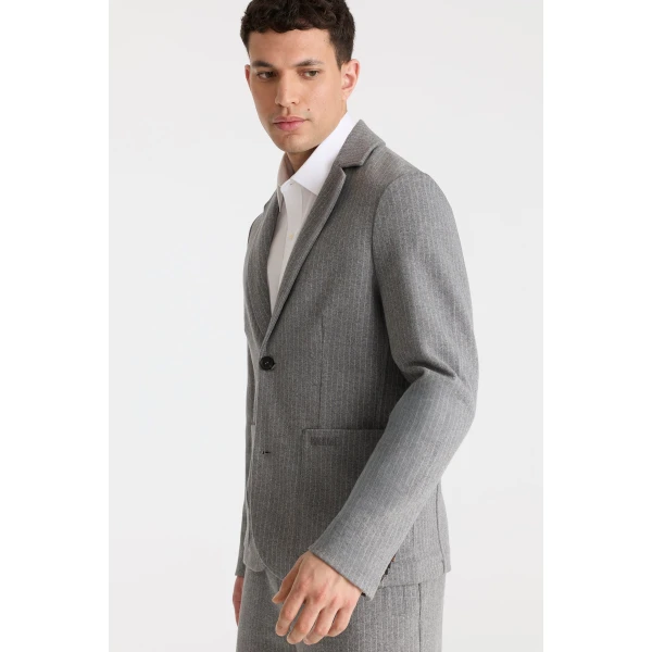 Mackage Wells-K 2-In-1 Brushed Knit Blazer in Light Grey Mix-Cream