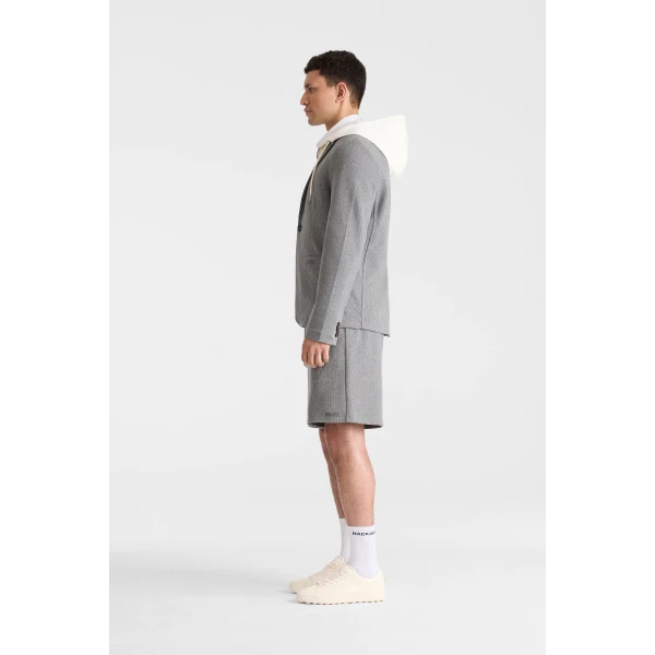 Mackage Wells-K 2-In-1 Brushed Knit Blazer in Light Grey Mix-Cream