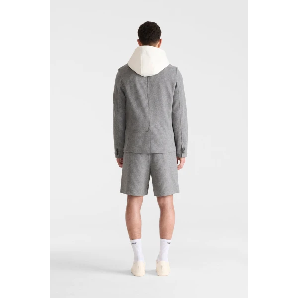 Mackage Wells-K 2-In-1 Brushed Knit Blazer in Light Grey Mix-Cream