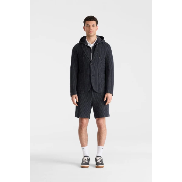 Mackage Wells-K 2-In-1 Brushed Knit Blazer in Navy-Cream