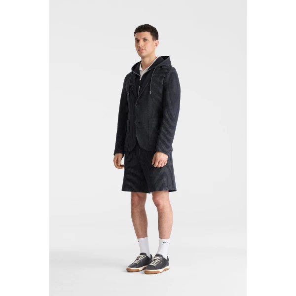 Mackage Wells-K 2-In-1 Brushed Knit Blazer in Navy-Cream