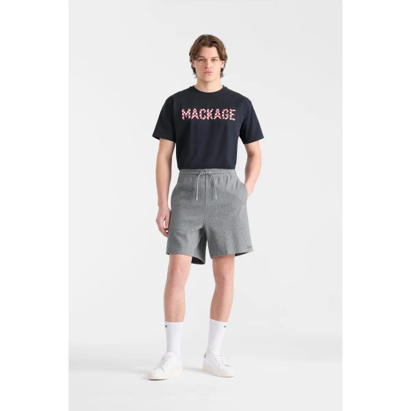 Mackage Zander-K Striped Drawcord Shorts in Light Grey Mix-Cream
