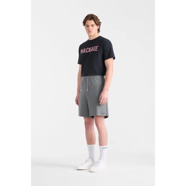 Mackage Zander-K Striped Drawcord Shorts in Light Grey Mix-Cream