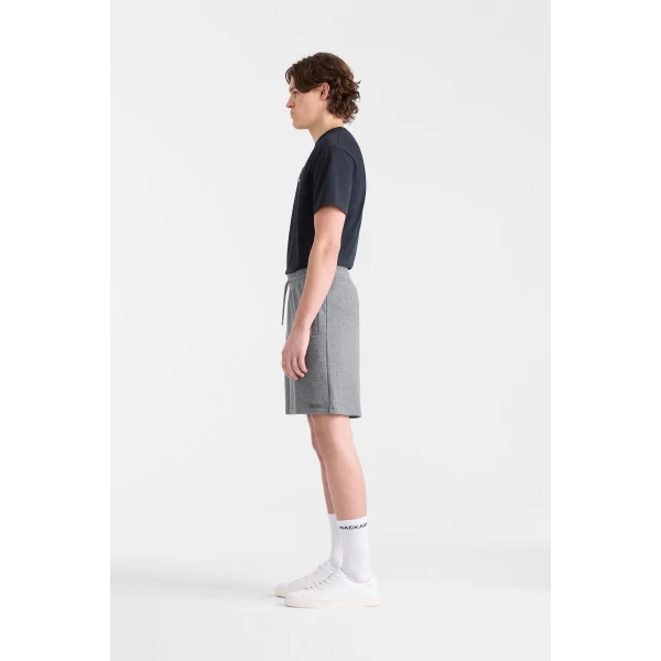Mackage Zander-K Striped Drawcord Shorts in Light Grey Mix-Cream