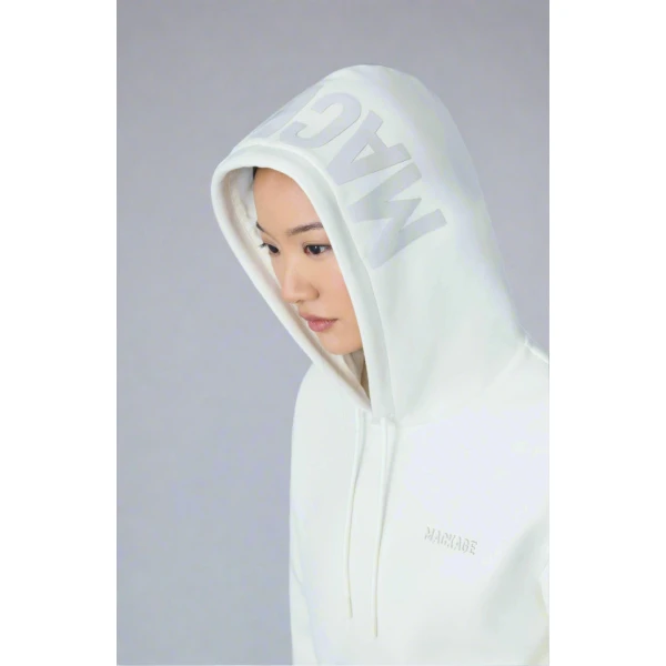Mackage Zosia Double-Face Jersey Logo Hoodie in Cream
