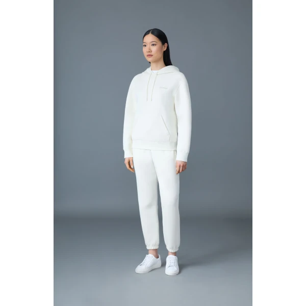 Mackage Zosia Double-Face Jersey Logo Hoodie in Cream