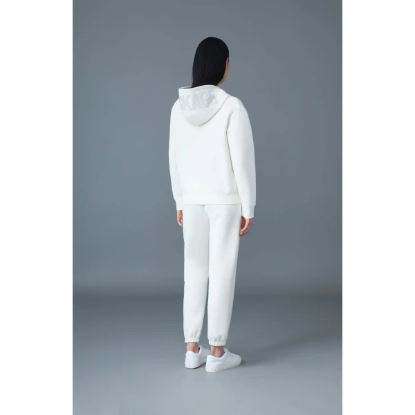 Mackage Zosia Double-Face Jersey Logo Hoodie in Cream