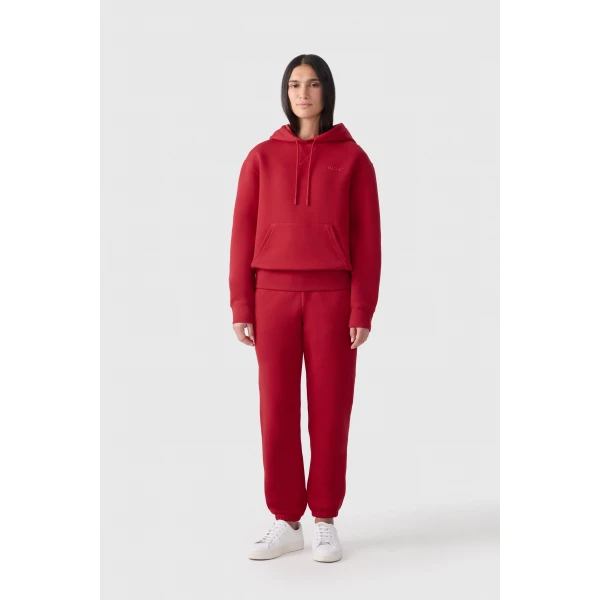 Mackage Zosia Double-Face Jersey Logo Hoodie in Lava