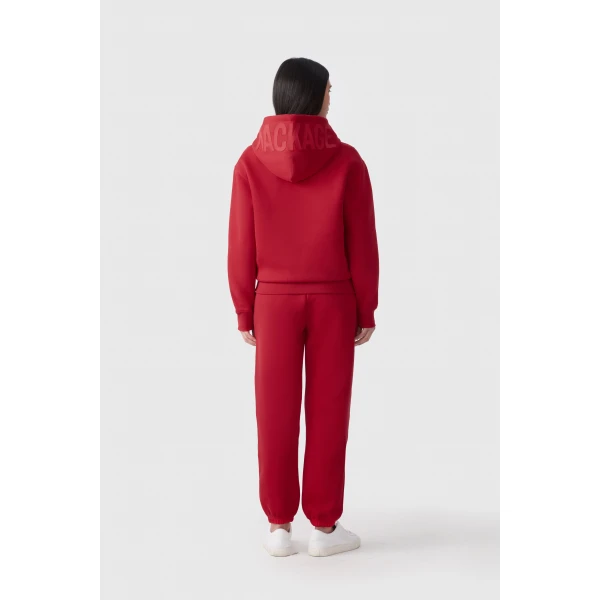Mackage Zosia Double-Face Jersey Logo Hoodie in Lava