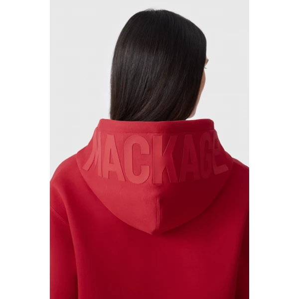 Mackage Zosia Double-Face Jersey Logo Hoodie in Lava