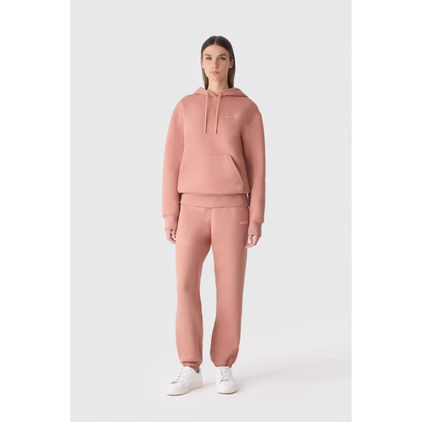 Mackage Zosia Double-Face Jersey Logo Hoodie in Muted Clay