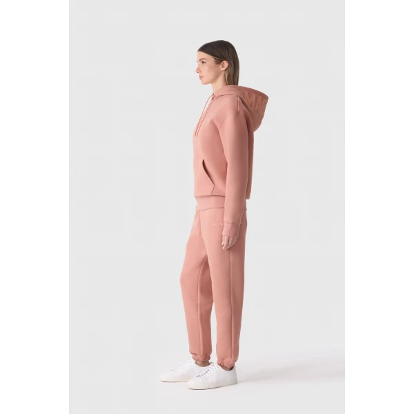 Mackage Zosia Double-Face Jersey Logo Hoodie in Muted Clay