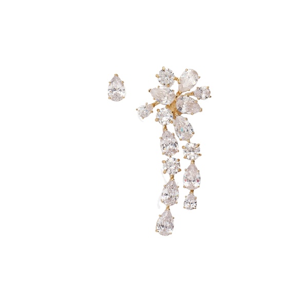 Magda Butrym Asymmetric crystal cascade earrings in gold