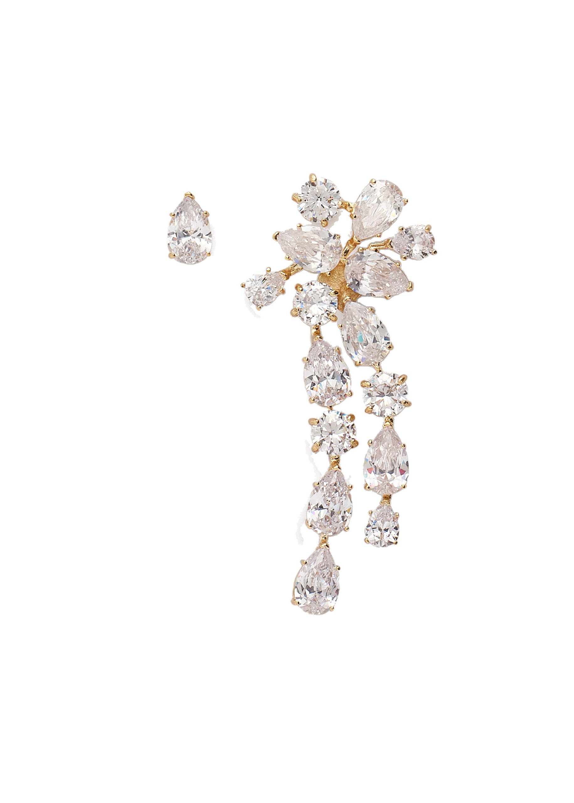 Magda Butrym Asymmetric crystal cascade earrings in gold | Jewelry | Coveti Magda Butrym Asymmetric crystal cascade earrings in gold