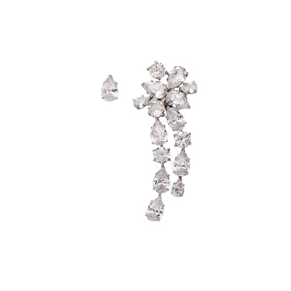 Magda Butrym Asymmetric crystal cascade earrings in silver