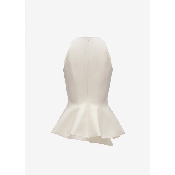 Magda Butrym Asymmetric sleeveless top in cream, view 2