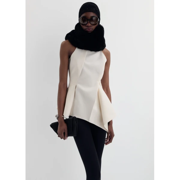 Magda Butrym Asymmetric sleeveless top in cream, view 3