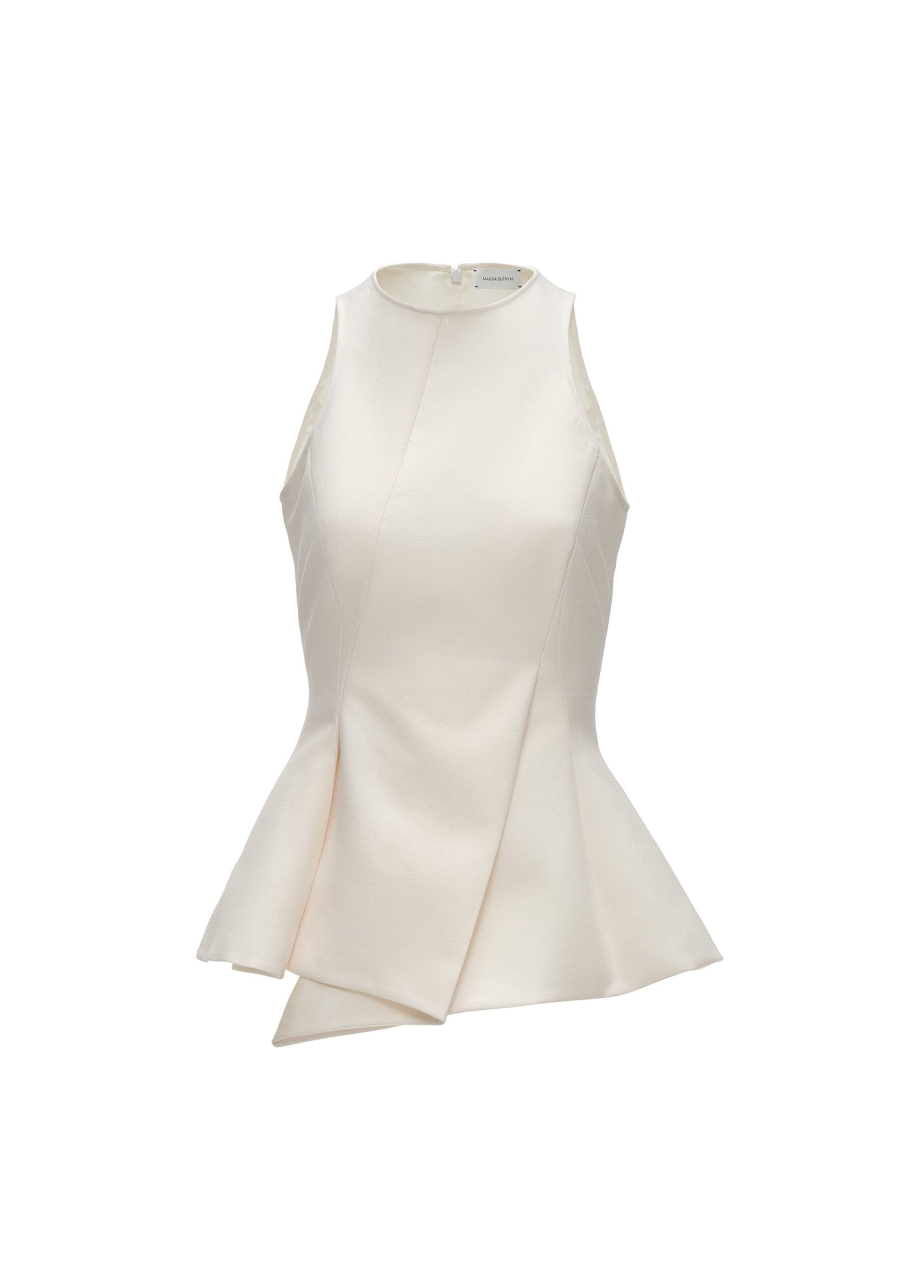 Magda Butrym Asymmetric sleeveless top in cream | Tops | Coveti Magda Butrym Asymmetric sleeveless top in cream