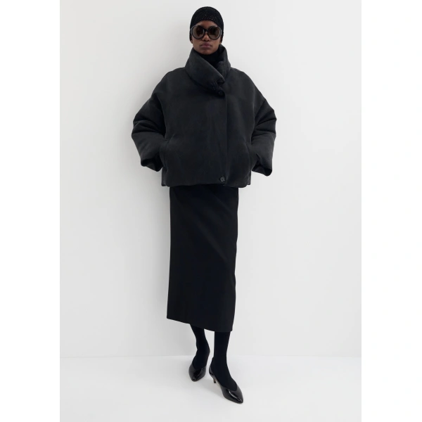 Magda Butrym Boxy silk padded jacket in black, view 3