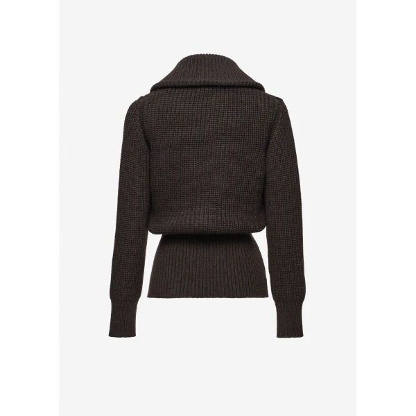 Magda Butrym Cashmere draped shawl-collar sweater in grey, view 2