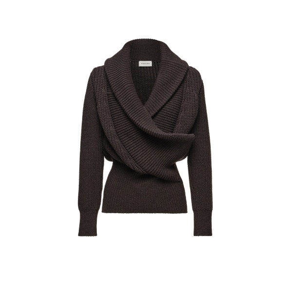 Magda Butrym Cashmere draped shawl-collar sweater in grey