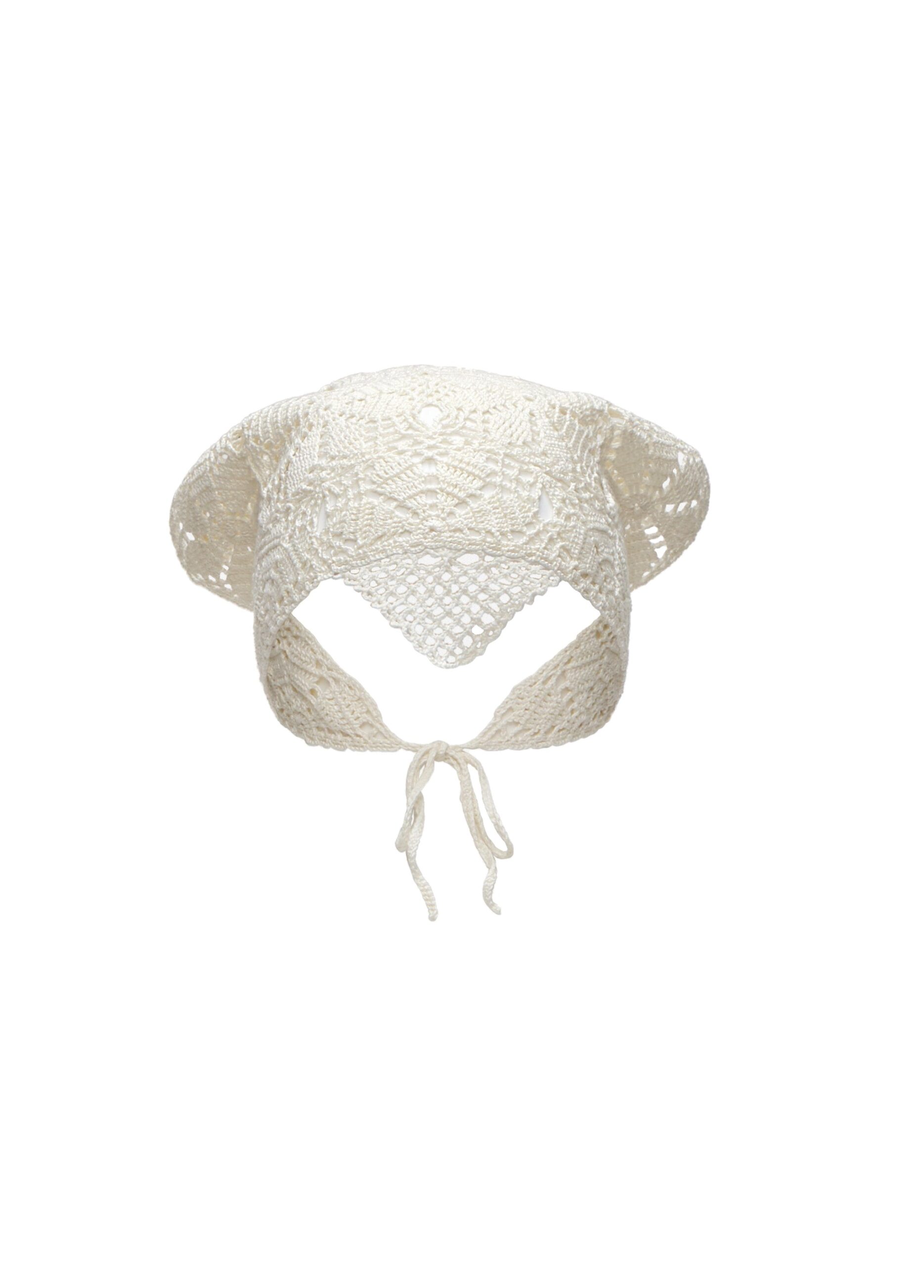Magda Butrym Crochet headscarf in cream | Accessories | Coveti Magda Butrym Crochet headscarf in cream