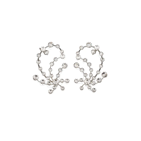 Crystal-embellished branching earrings in silver