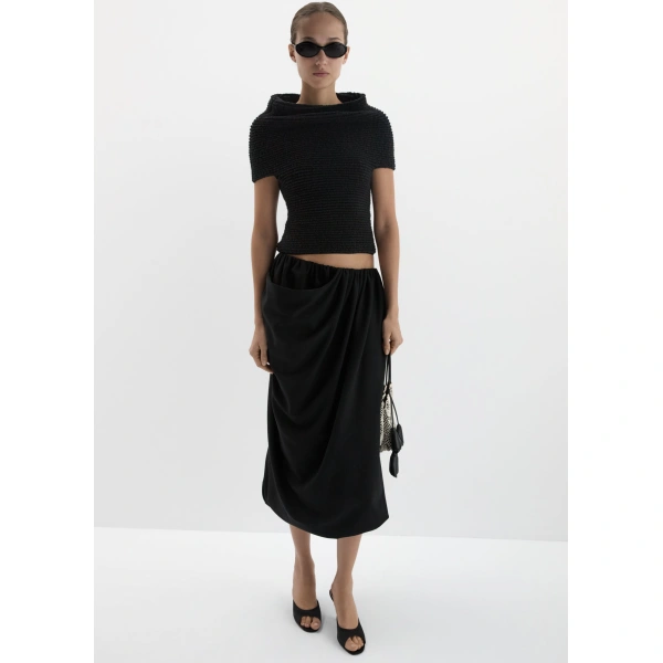 Magda Butrym Draped asymmetric skirt in black, view 3