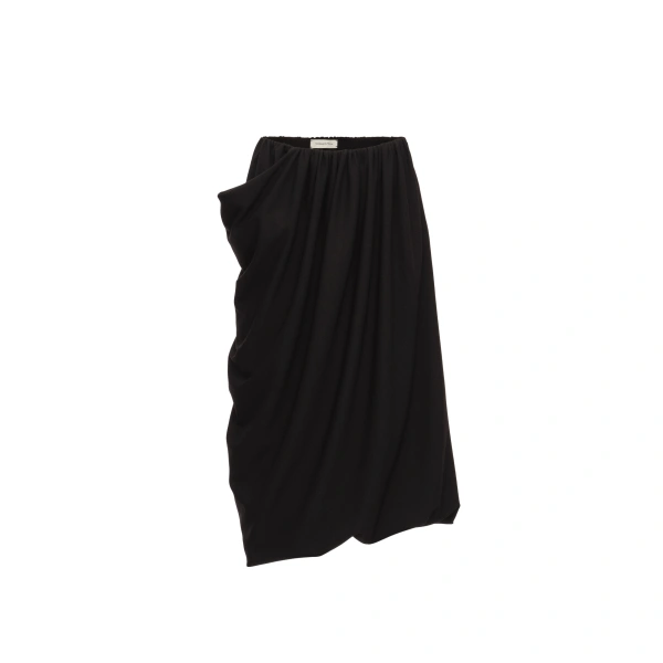 Draped asymmetric skirt in black