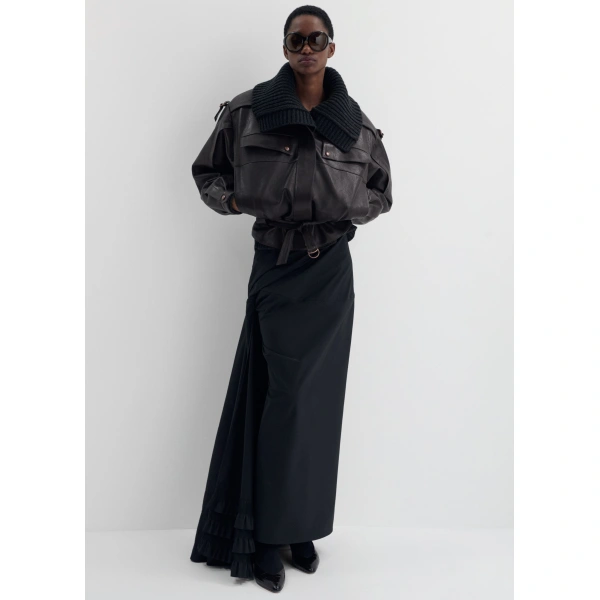 Magda Butrym Draped slit maxi skirt in black, view 3