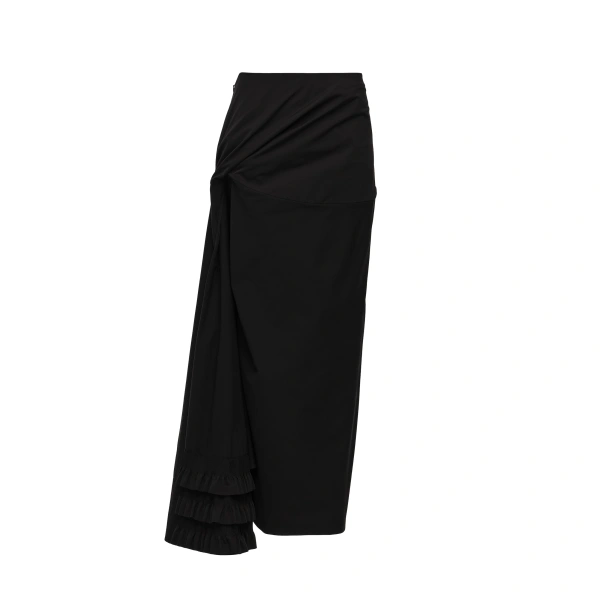 Draped slit maxi skirt in black