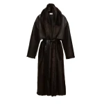 Magda Butrym Faux fur coat with leather cape in dark brown